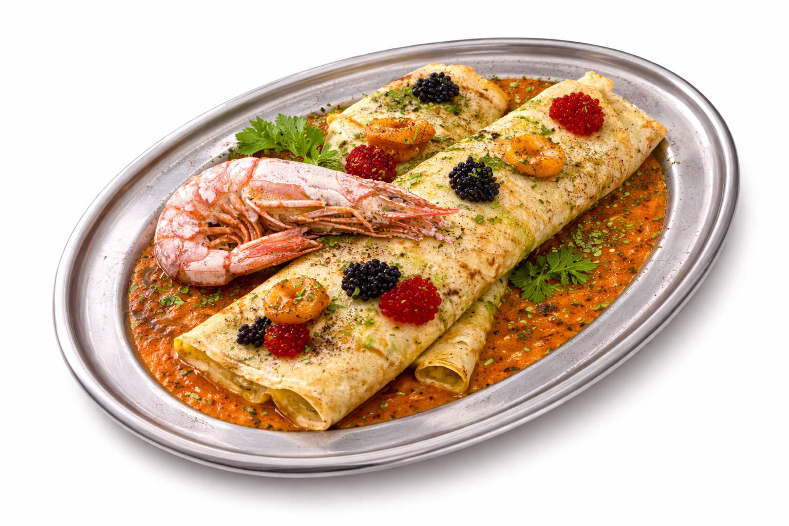Seafood Cannelloni on Tomato Cream